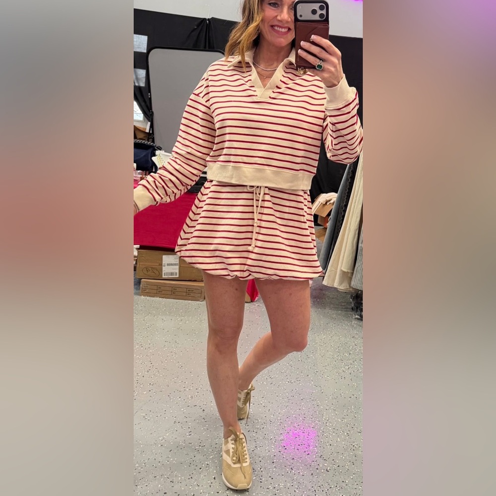 Striped Red and Cream set